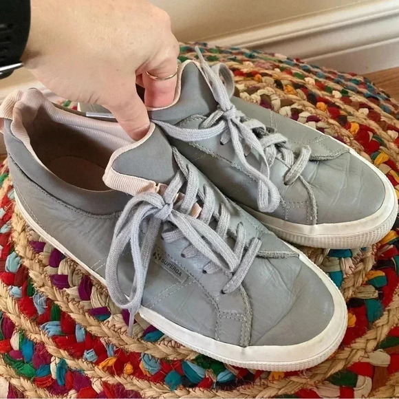 Superga grey leather  pink sneakers - Picture 2 of 8